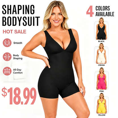 ❤️Deep V Sculpt Bodycon Stretch Shorts Jumpsuit