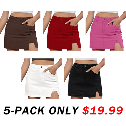 🛍️Women's Minimalist High-Waisted Denim Mini Skirt Shorts with Side Slit