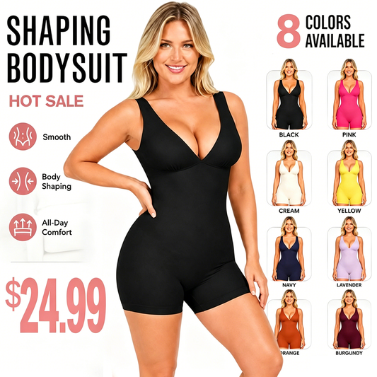 ❤️Deep V Sculpt Bodycon Stretch Shorts Jumpsuit