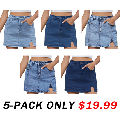 🛍️Women's Minimalist High-Waisted Denim Mini Skirt Shorts with Side Slit