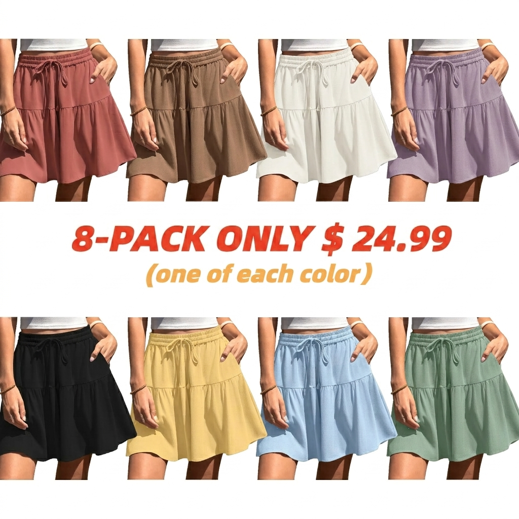 ✨Womens Linen Blend Wide Leg Flowy Culotte Shorts Drawstring Loose Fit Summer Casual Lightweight Comfy Vacation Wear☀️